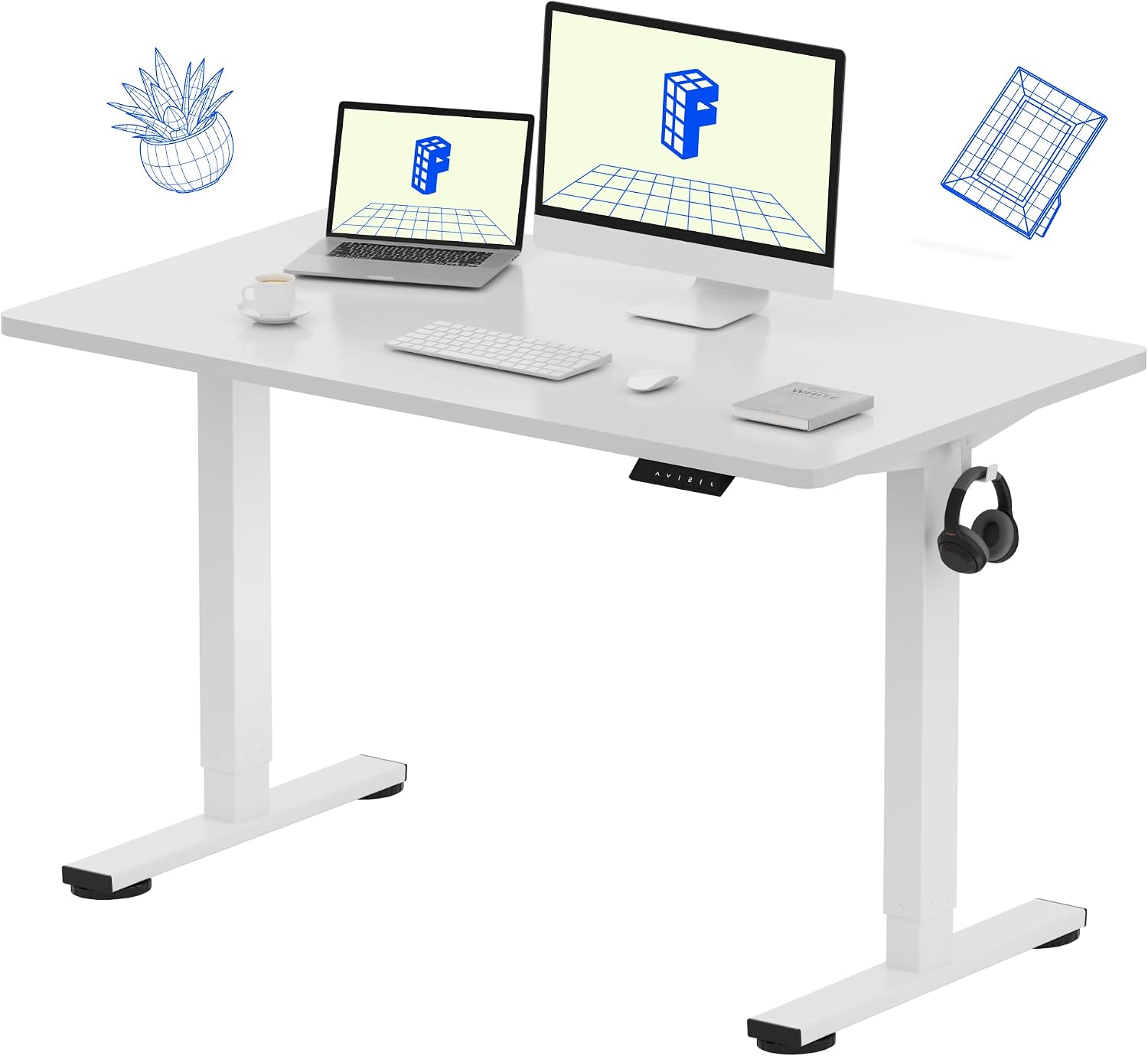 Desk Setup Dual Monitor - FLEXISPOT EN1 Scrivania Regolabile in Altezza