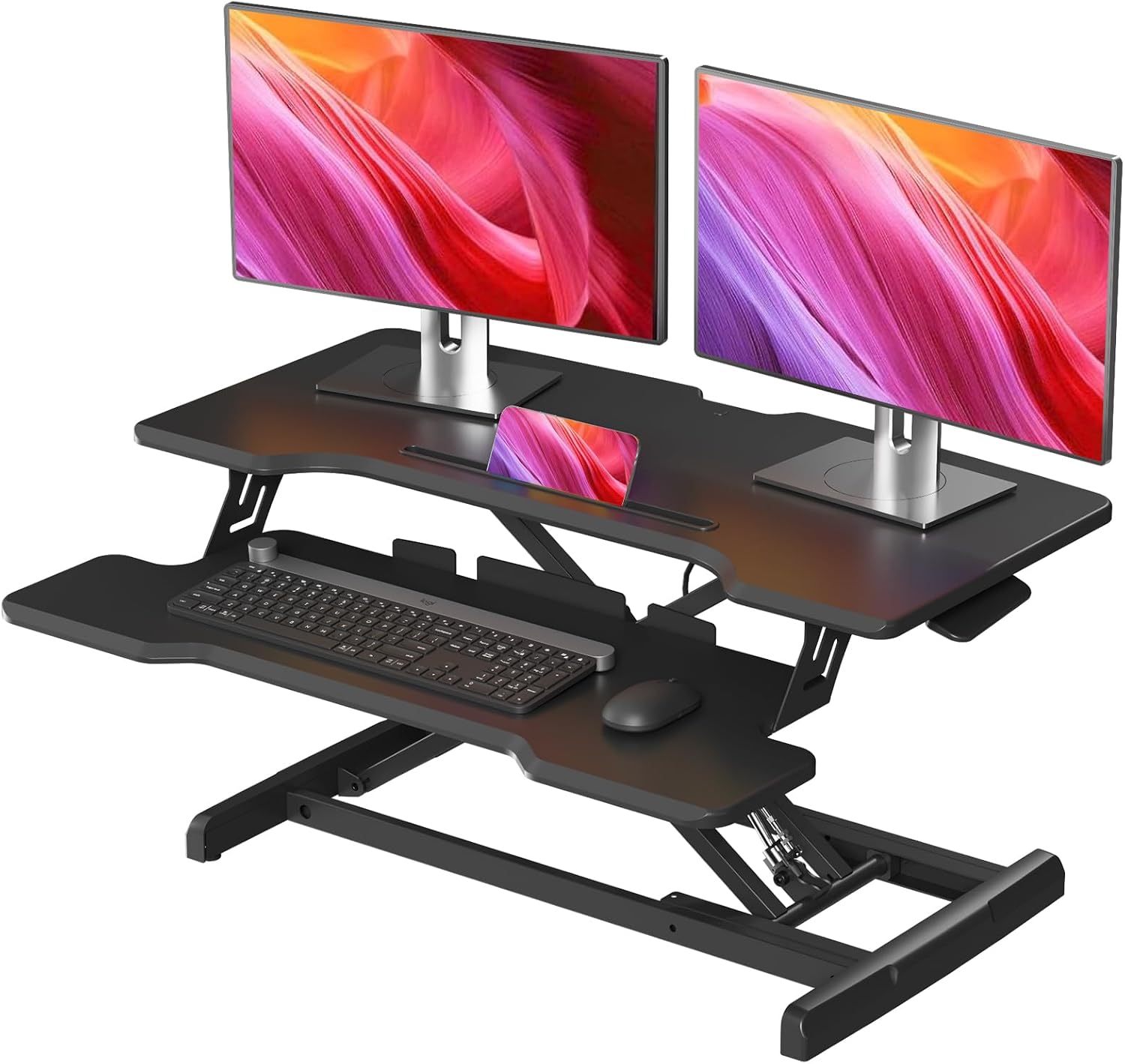 Desk Setup Dual Monitor - Convertitore per Scrivania Regolabile in Altezza,
